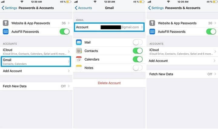 Menu Kata Sandi & Akun
