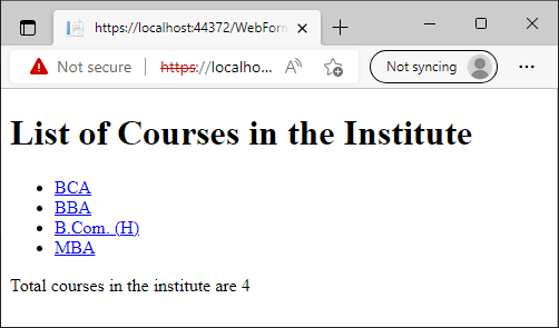 Contoh Kontrol Daftar di ASP.NET
